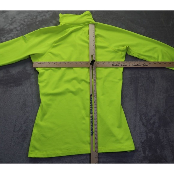 Nike Pro Dri Fit Neon Yellow 1/4 Zip Pullover Women's Size M Running Run - Picture 5 of 7
